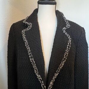 Who What Wear Textur Black Blazer with White trim